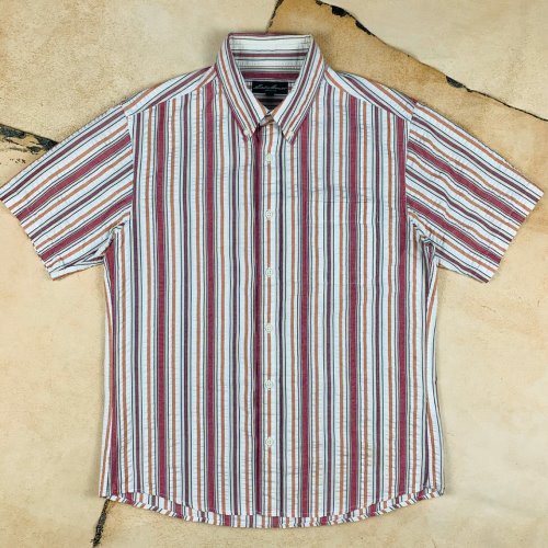H428 - 90&#039;s Eddie Bauer Seersuccer Stripe Shirt (M , 95-97)
