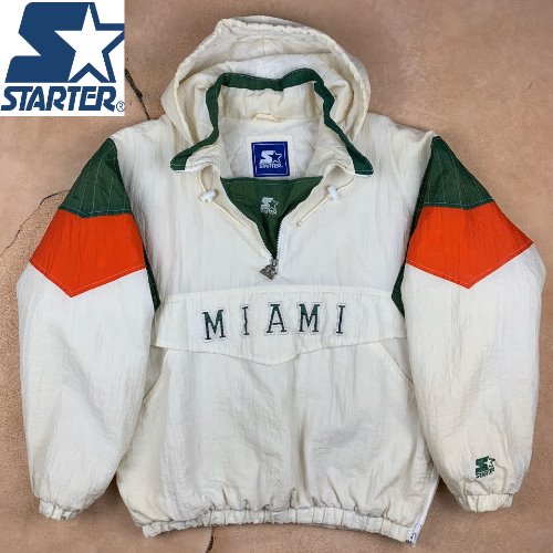 H827 -  80~90&#039;s STARTER NFL Miami Team Anorak Parka (L , 105-107)