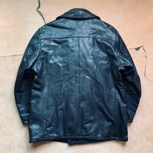 H1348 - 80&#039;s U.S.740N Leather Pea Jacket By Schott N.Y.C (44 , 105-110)