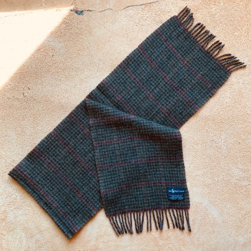 H1261 - (Scotland) Polo Ralph Lauren Hound Tooth Pattern Wool Muffler (129cm  25cm)